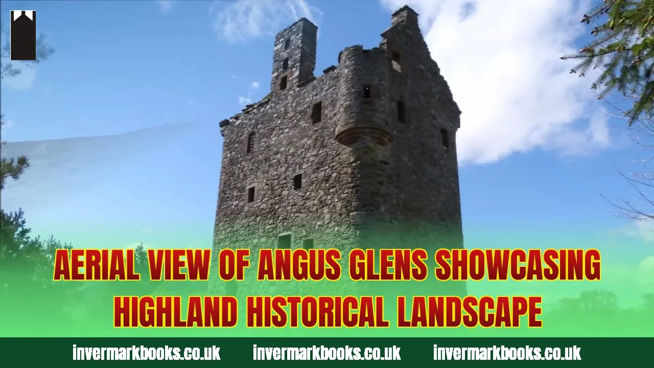 Aerial view of Angus Glens showcasing Highland historical landscape